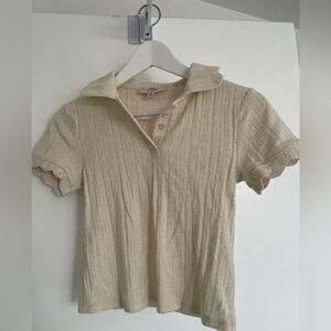 Atelier by Kirious Cream Collared Knit Top